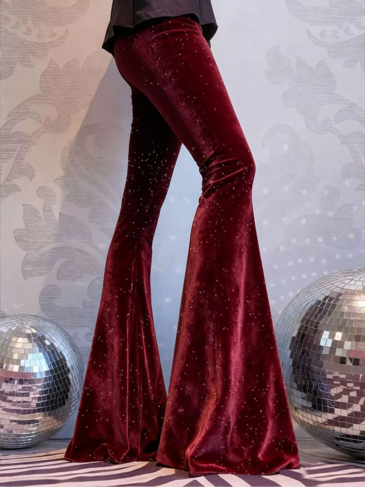 Velvet High Waist Flared Pants (3)