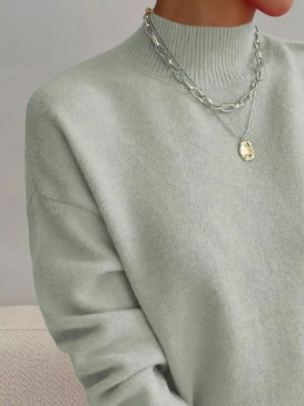 Mock Neck Dropped Shoulder Sweater (34)