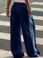 High-waisted Wide-leg Track Pants Side Stripes (25)
