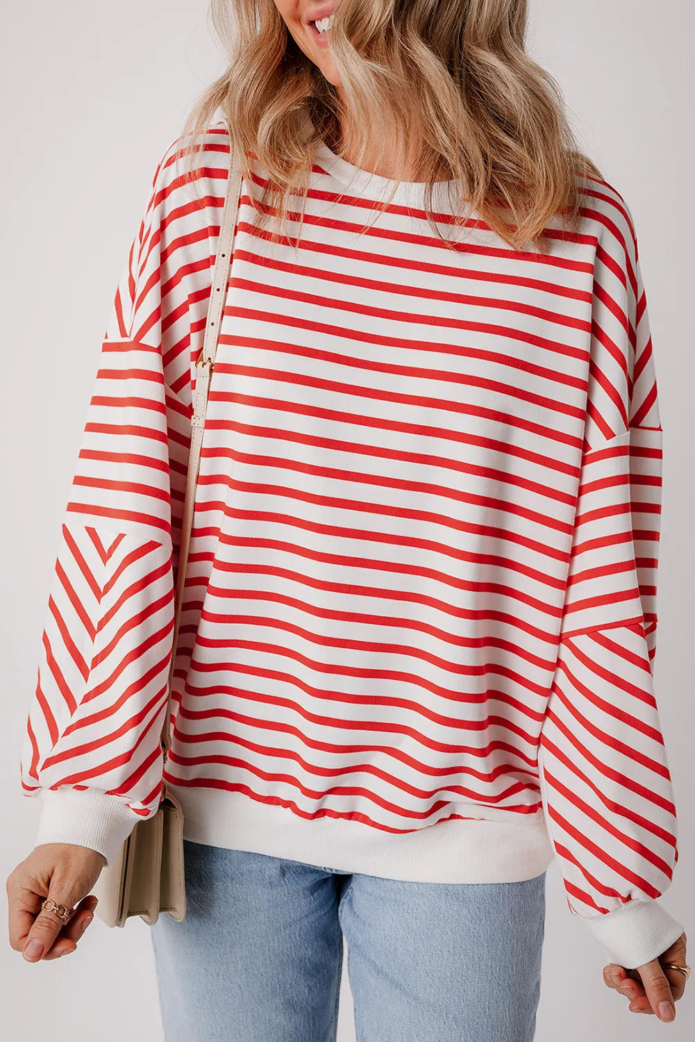 Striped Dropped Shoulder Long Sleeve Sweatshirt (2)