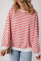 Striped Dropped Shoulder Long Sleeve Sweatshirt (2)