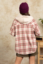 Drawstring Plaid Long Sleeve Hooded Jacket (2)