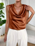 Satin Cowl Neck Sleeveless Blouse (16)