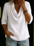 Full Size Cowl Neck 3/4 Sleeve Top Plus