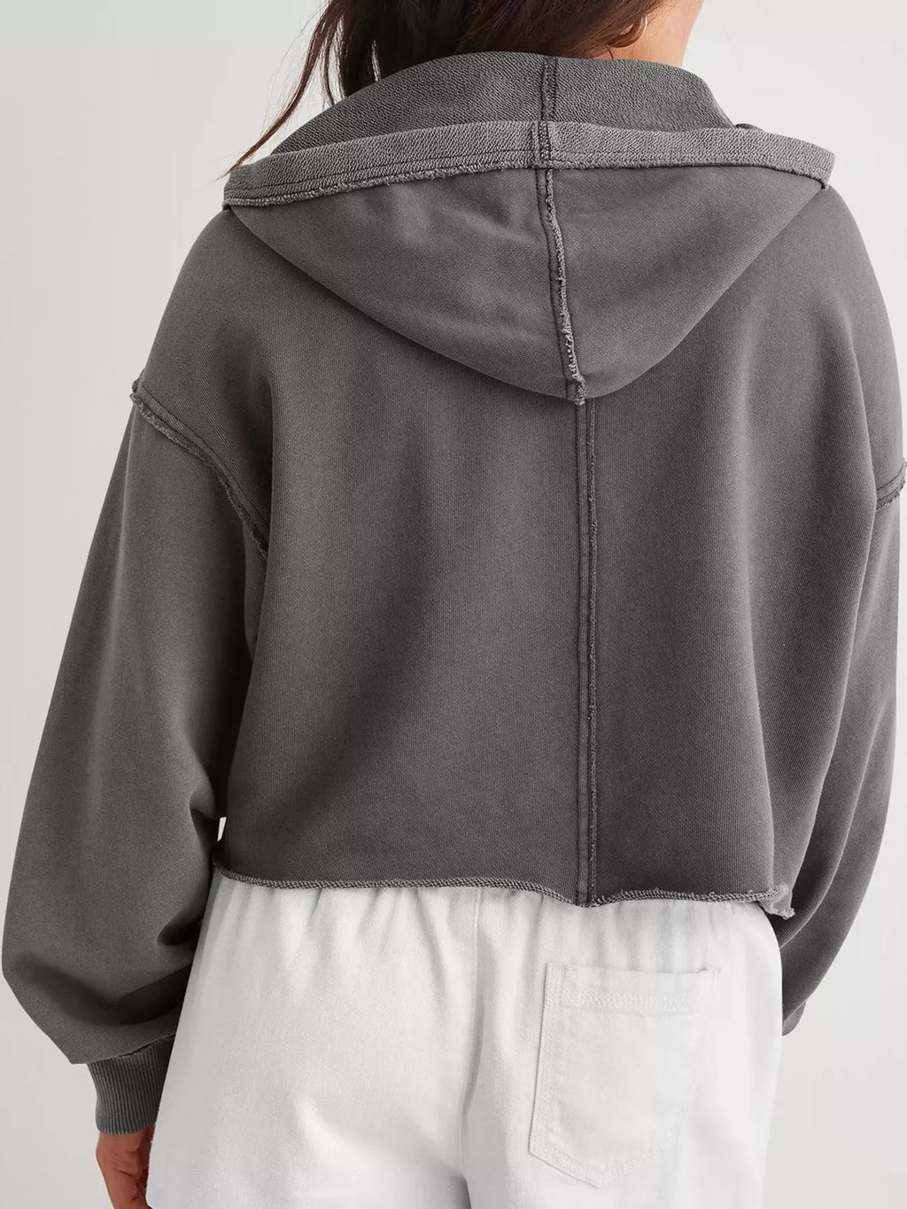 Dropped Shoulder Cropped Hoodie (22)