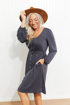 Scoop Neck Empire Waist Long Sleeve Mini Dress (9)