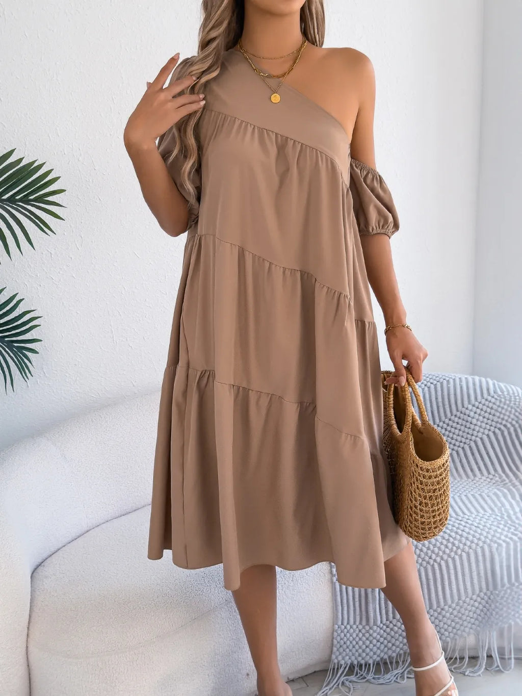 Single Shoulder Tiered Dress (9)