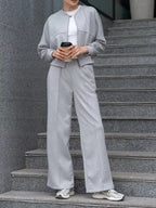 Zip Up Sweatshirt Wide-leg Pants Set (26)
