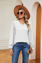 V-neck Flounce Sleeve Blouse (5)