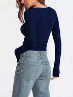 Scoop Neck Long Sleeve T-shirt (4)