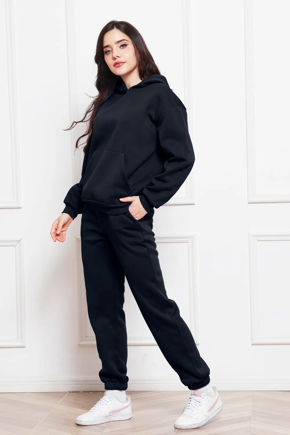 Drop Shoulder Long Sleeve Hoodie Pants Set (5)