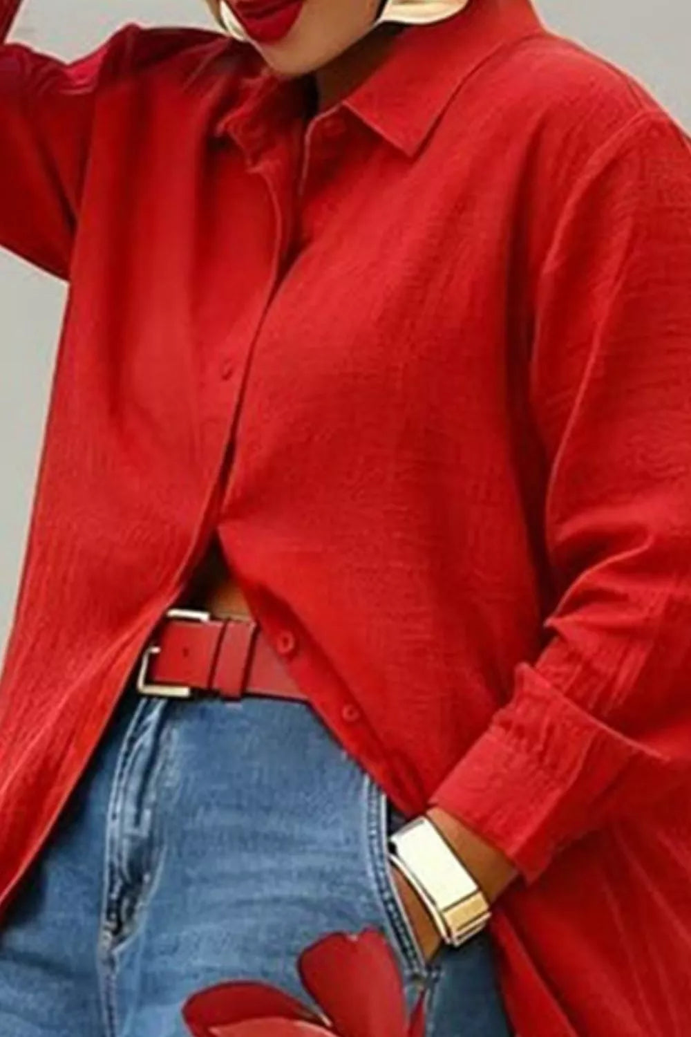 Button Up Long Sleeve Longline Shirt (2)