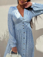 Floral Print Long Sleeve V-neck Dress (7)