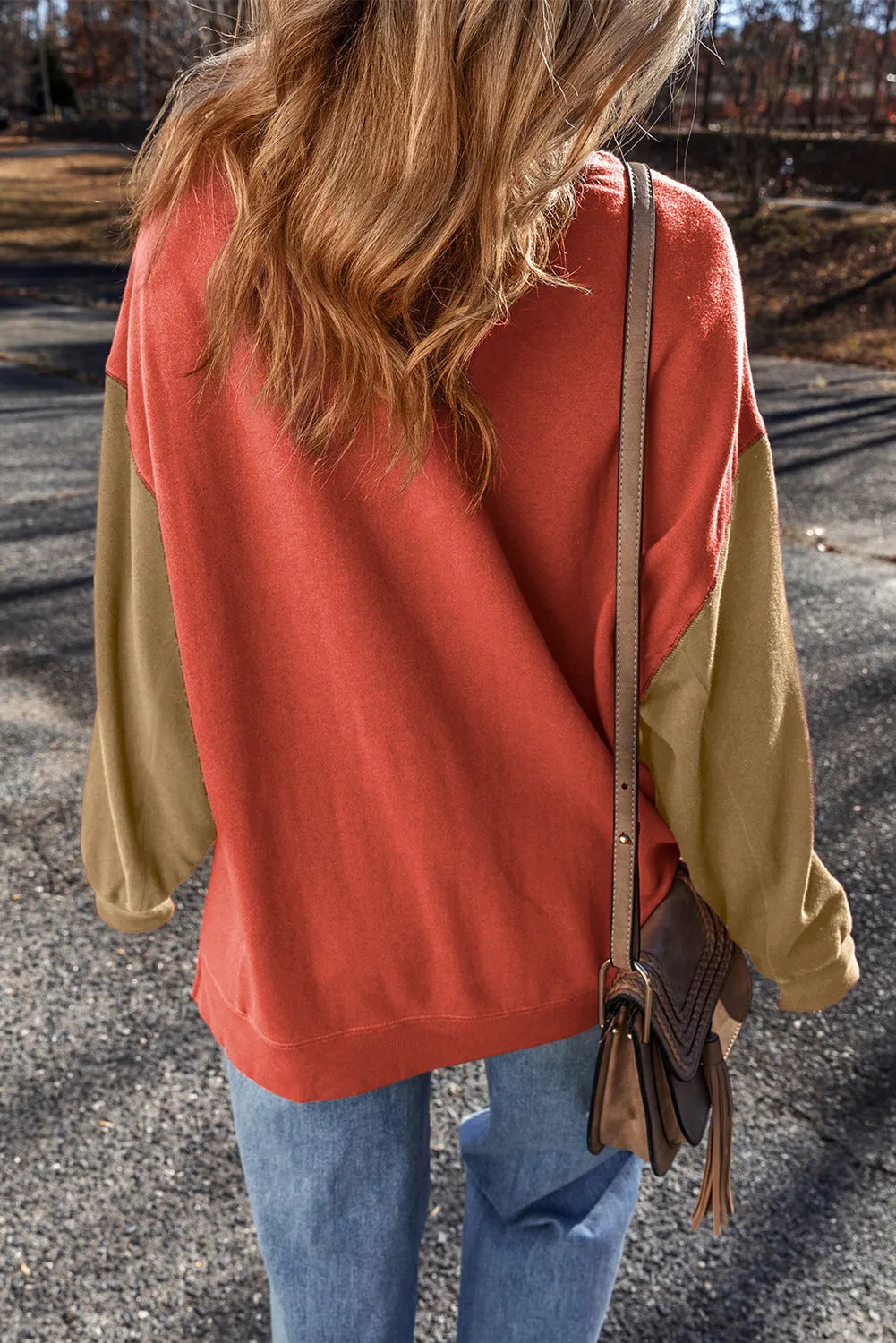 Contrast Round Neck Long Sleeve Sweatshirt (3)