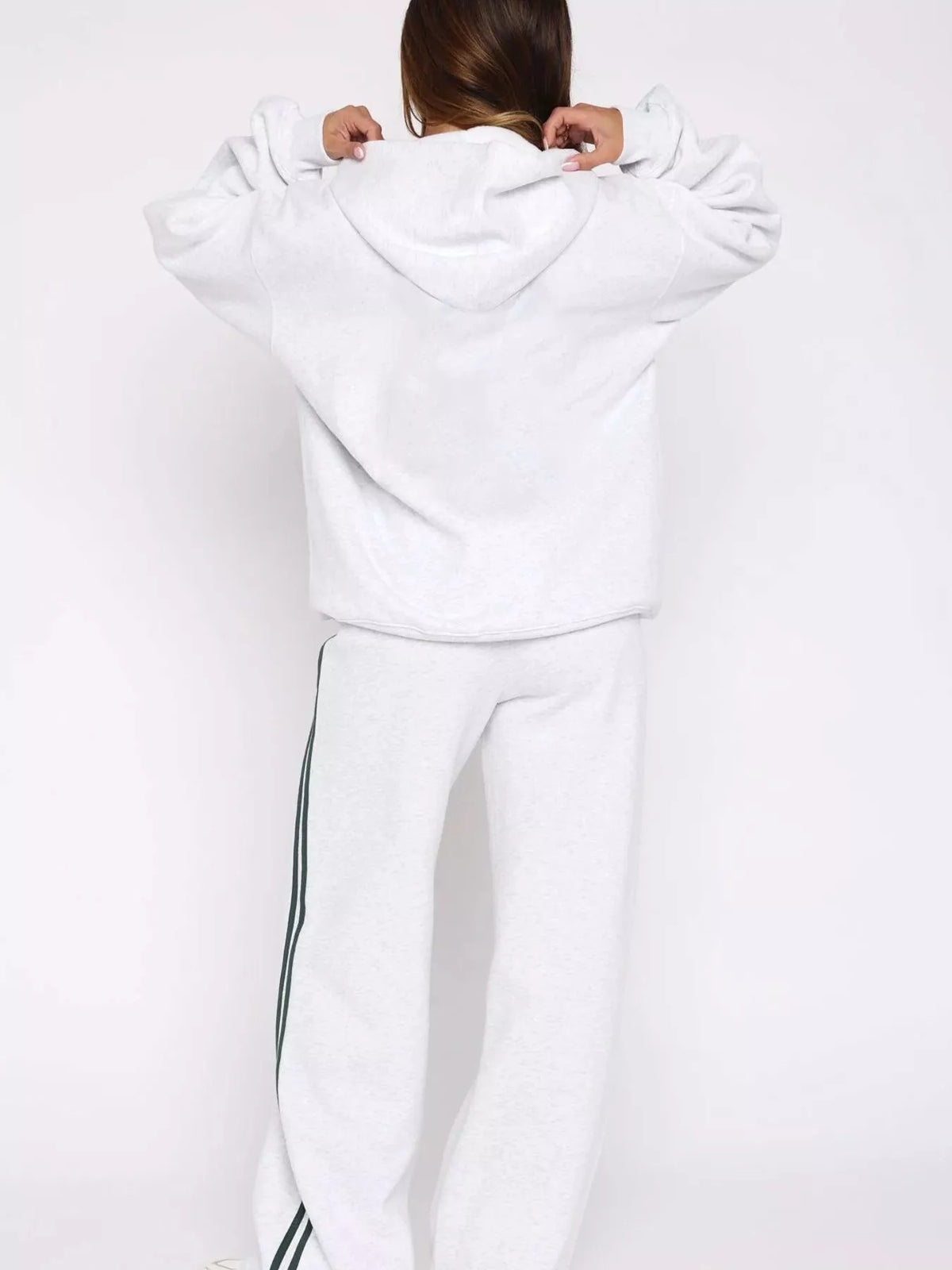 Zip Up Hoodie Striped Pants Set (17)