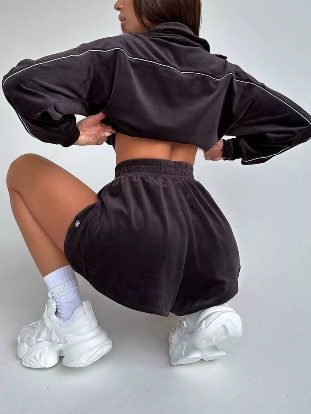 Zip-up Outerwear Shorts Set (6)