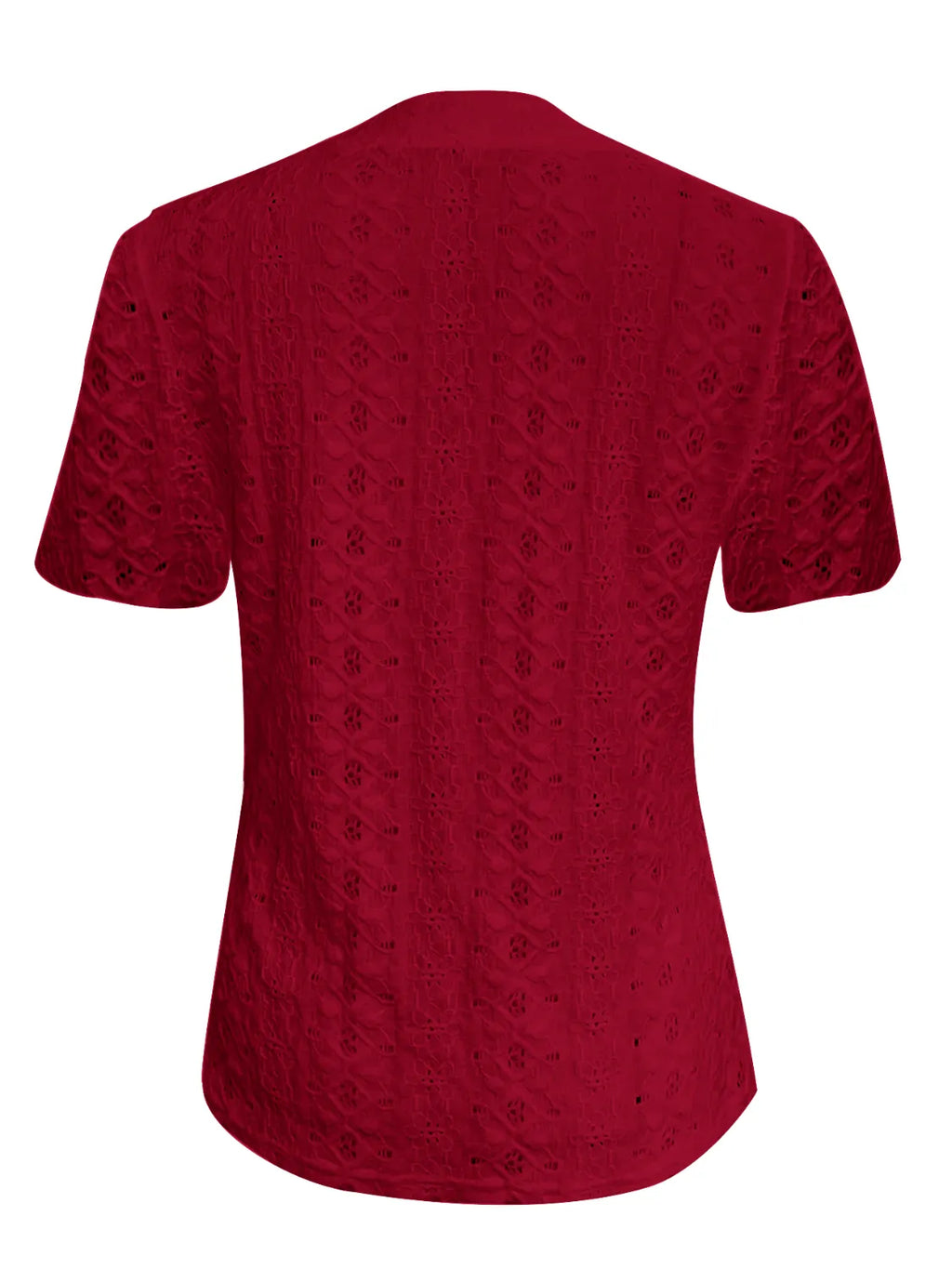 Openwork Notched Short Sleeve Top (18)