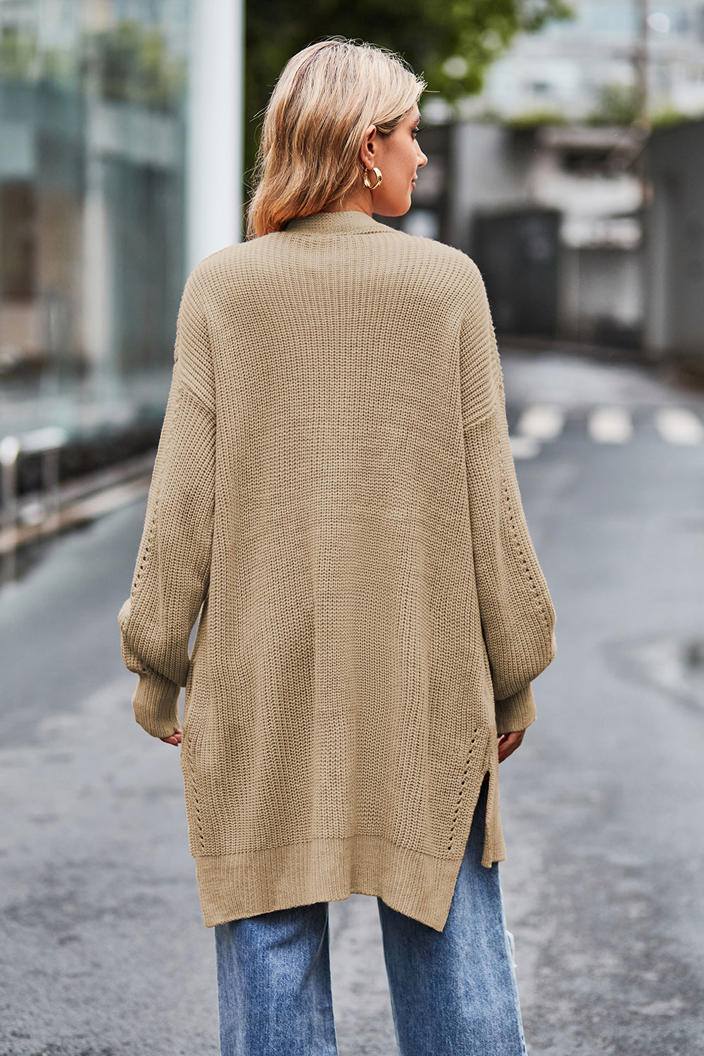 Open Front Dropped Shoulder Longline Cardigan (20)