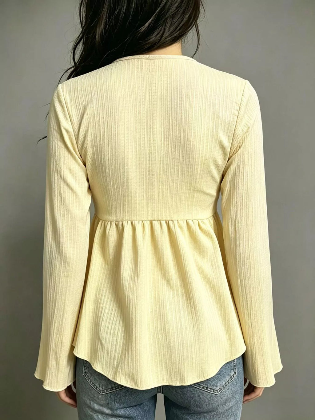 Tie-front Flare Sleeve Blouse (8)