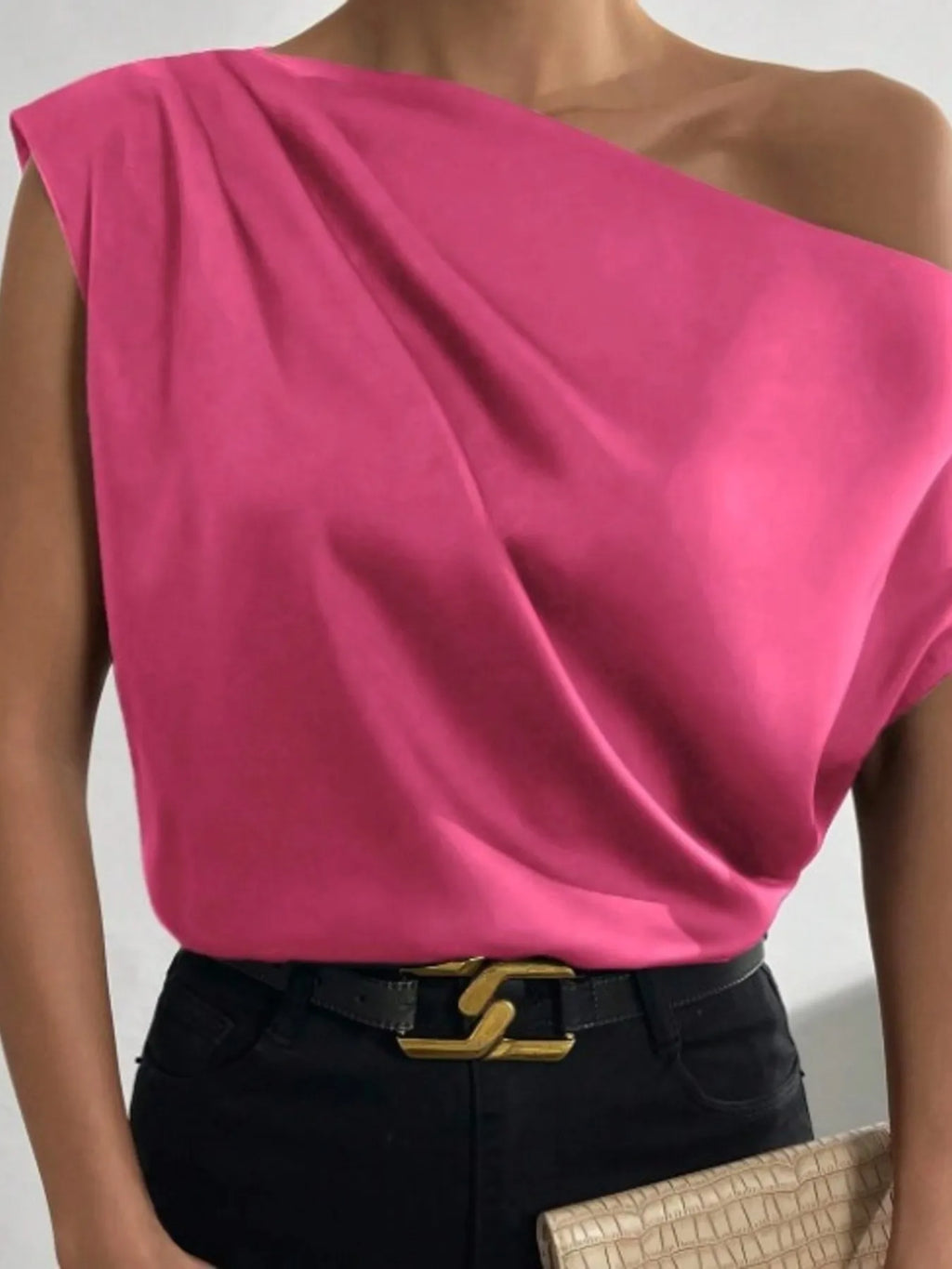 Asymmetrica One-shoulder Draped Blouse (11)