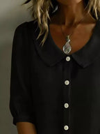 Peter Pan Collar Puff Sleeve Shirt (14)