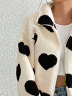 Heart Zip Up Drop Shoulder Furry Jacket (10)