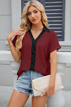 Eyelet Johnny Collar Short Sleeve T-shirt (22)