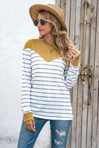 Striped Round Neck Long Sleeve T-shirt (3)