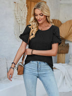 Frill Round Neck Petal Sleeve Blouse (11)