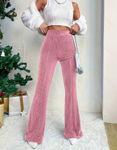 High Waist Lamp Wick Corduroy Bell-bottom Pants Wide Leg (12)