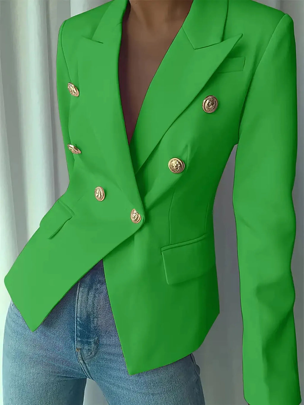Decor Button Lapel Collar Blazer (20)