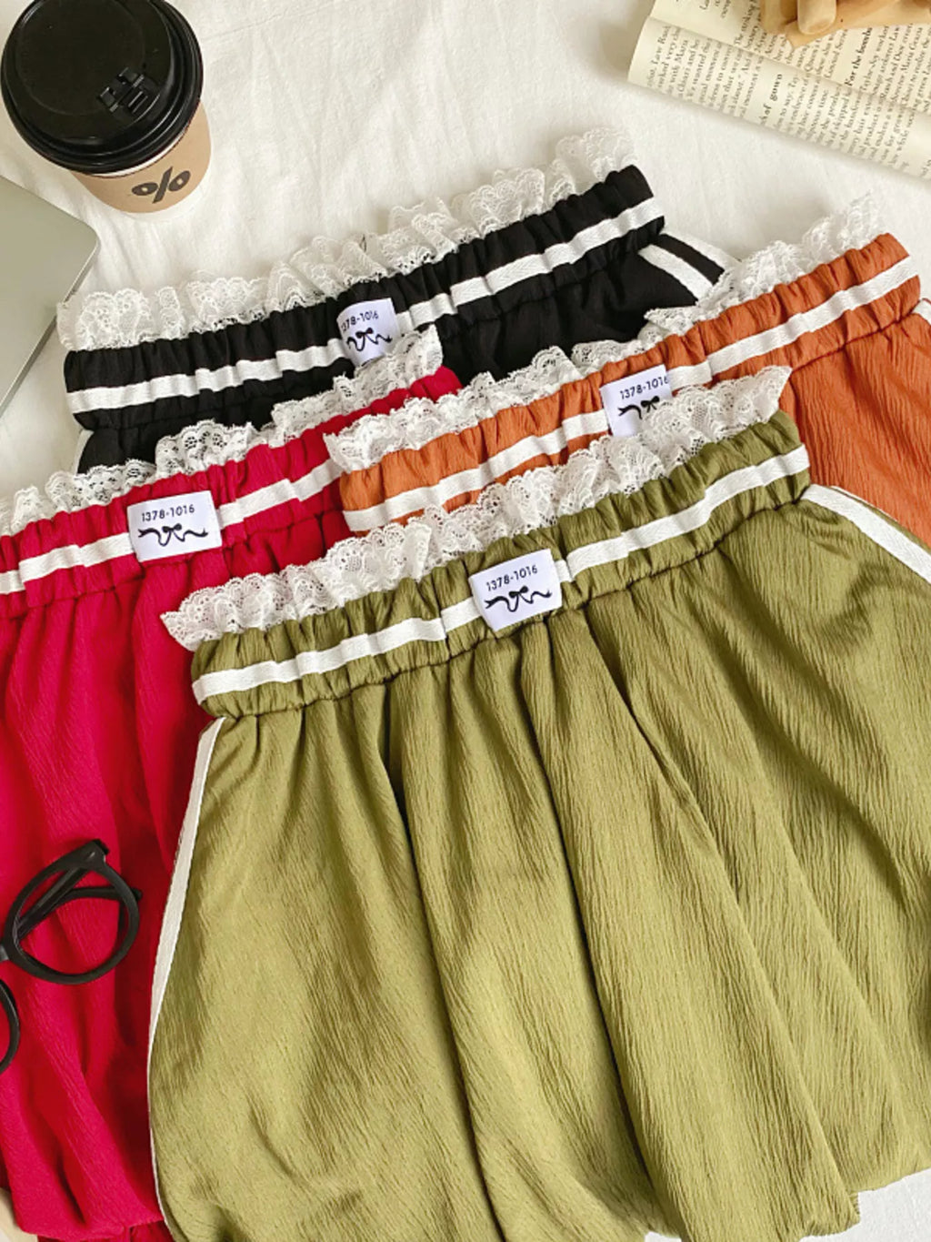 Lace Trim Elastic Waist Mini Skirt (4)
