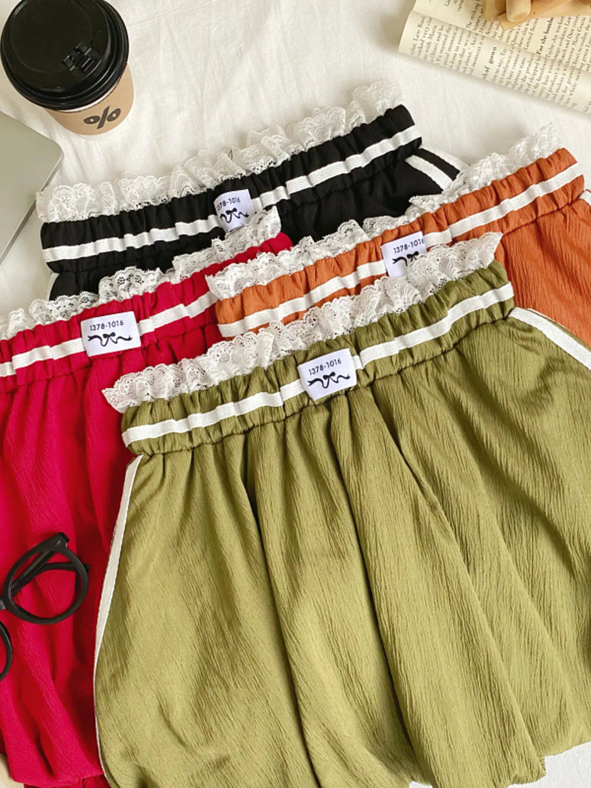Lace Trim Elastic Waist Mini Skirt (4)