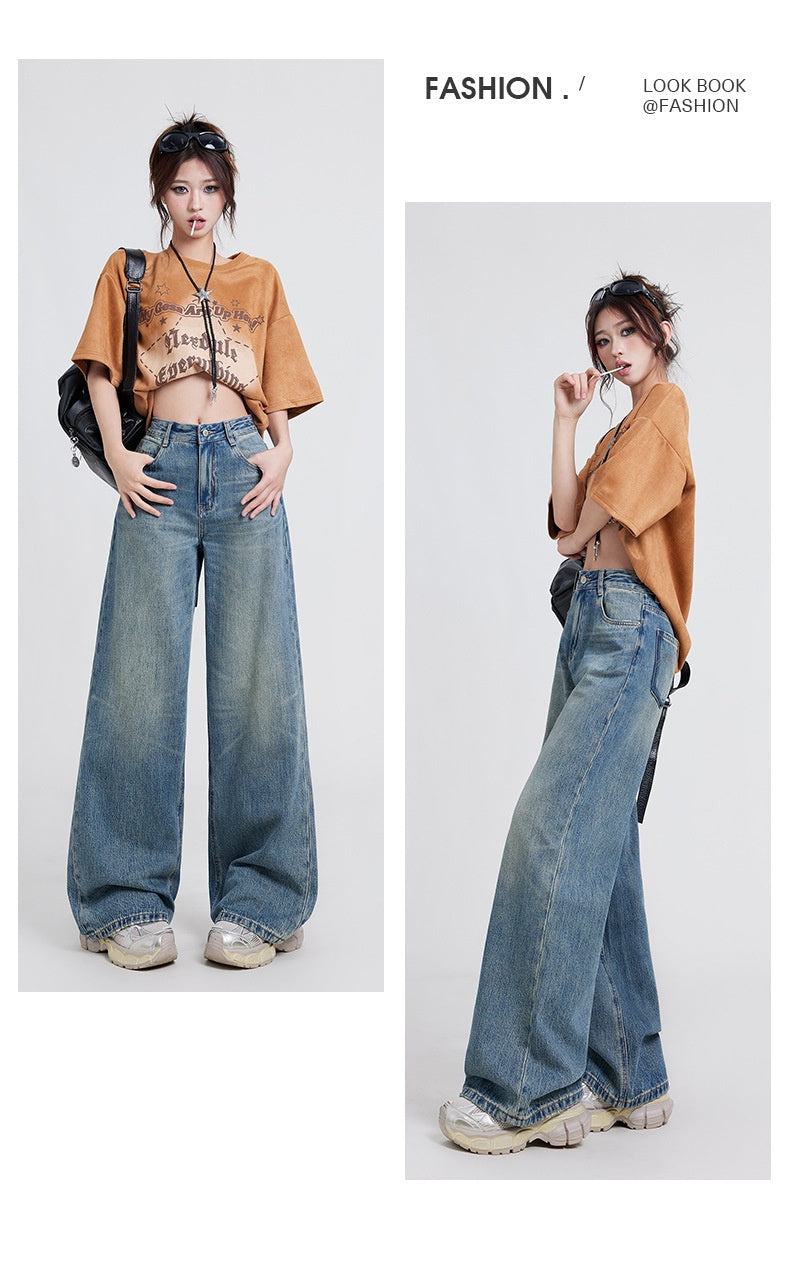 Wide Leg Jeans High Waist Baggy Straight Trousers photo 6