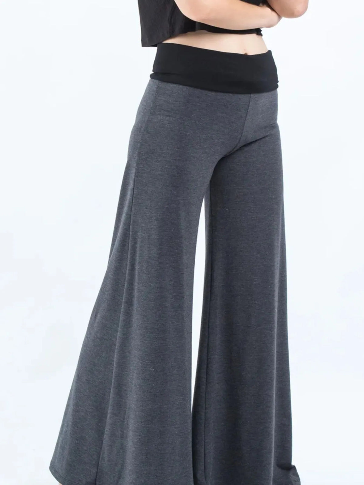 High Waisted Wide Leg Yoga Pants Contrast Waistband (2)