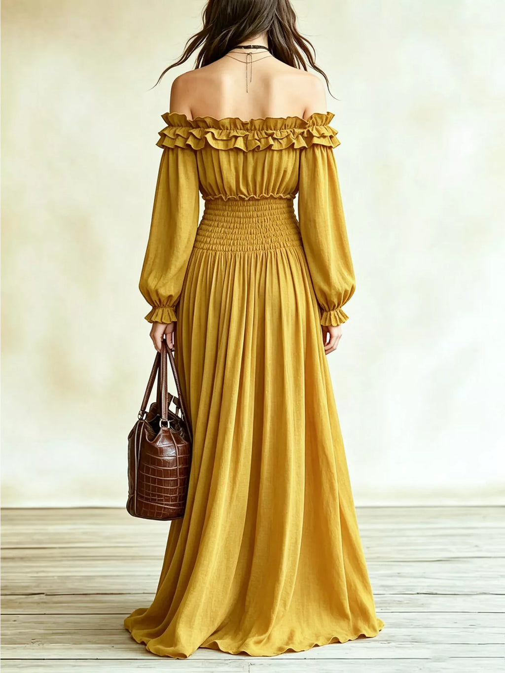 Full Size Off-shoulder Ruffled Maxi Dress Smocked Waist Plus (15)