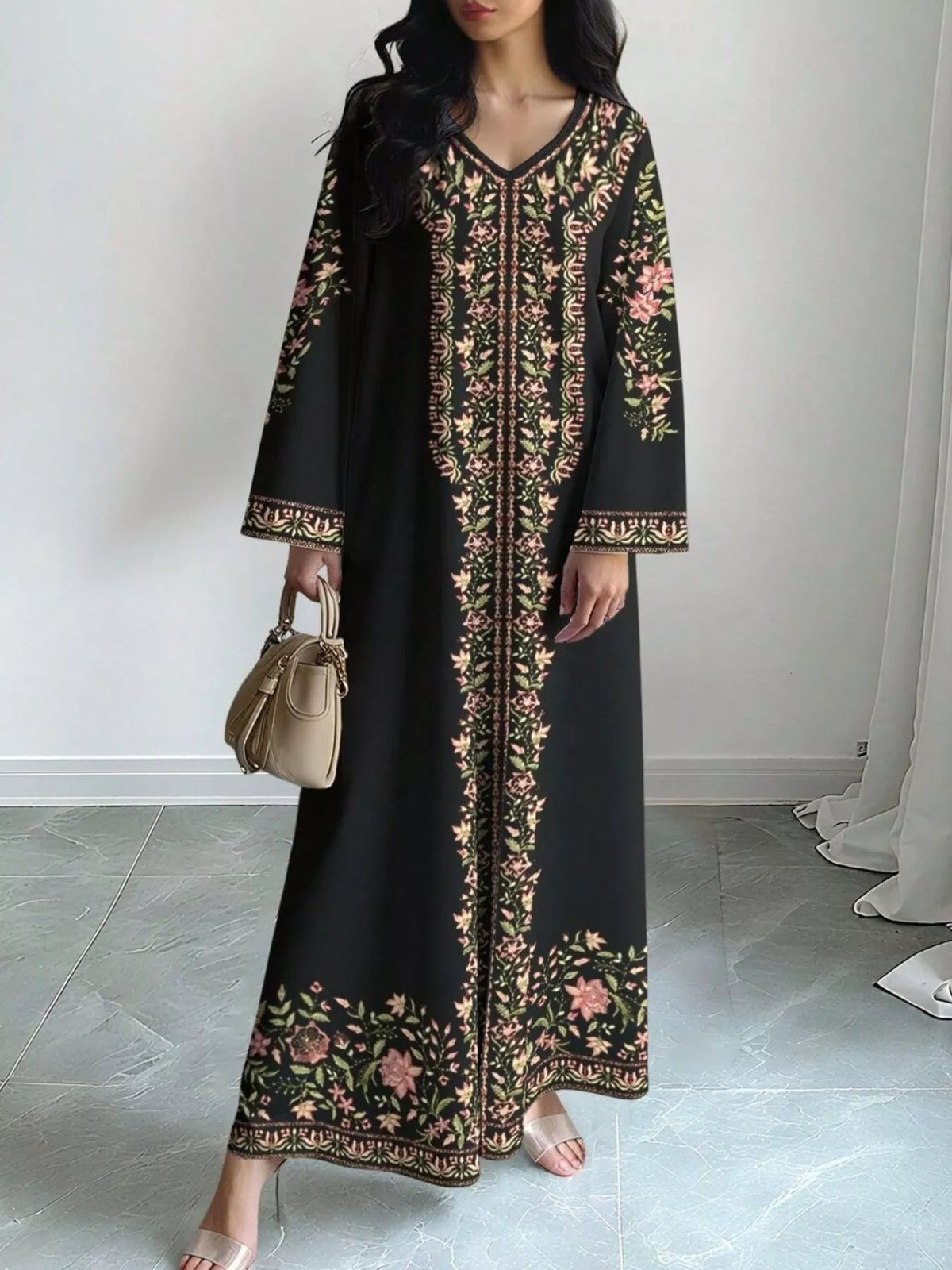 Floral Long Sleeve Maxi Dress (6)