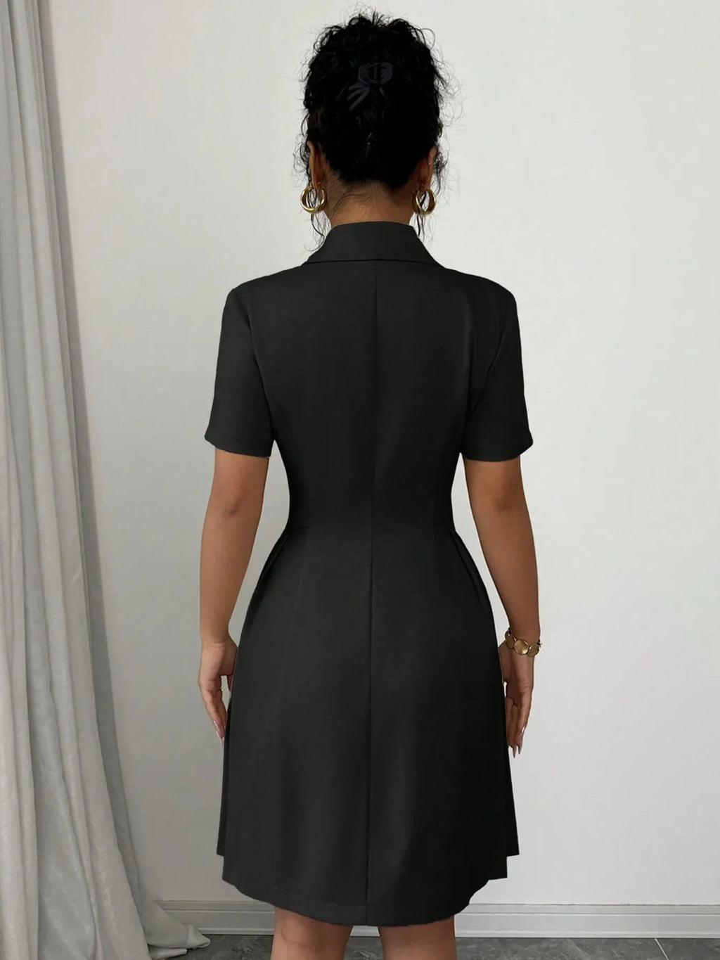 Double-breasted Short Sleeve Dress (4)