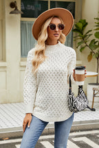 Slit Long Sleeve Mock Neck Sweater (3)