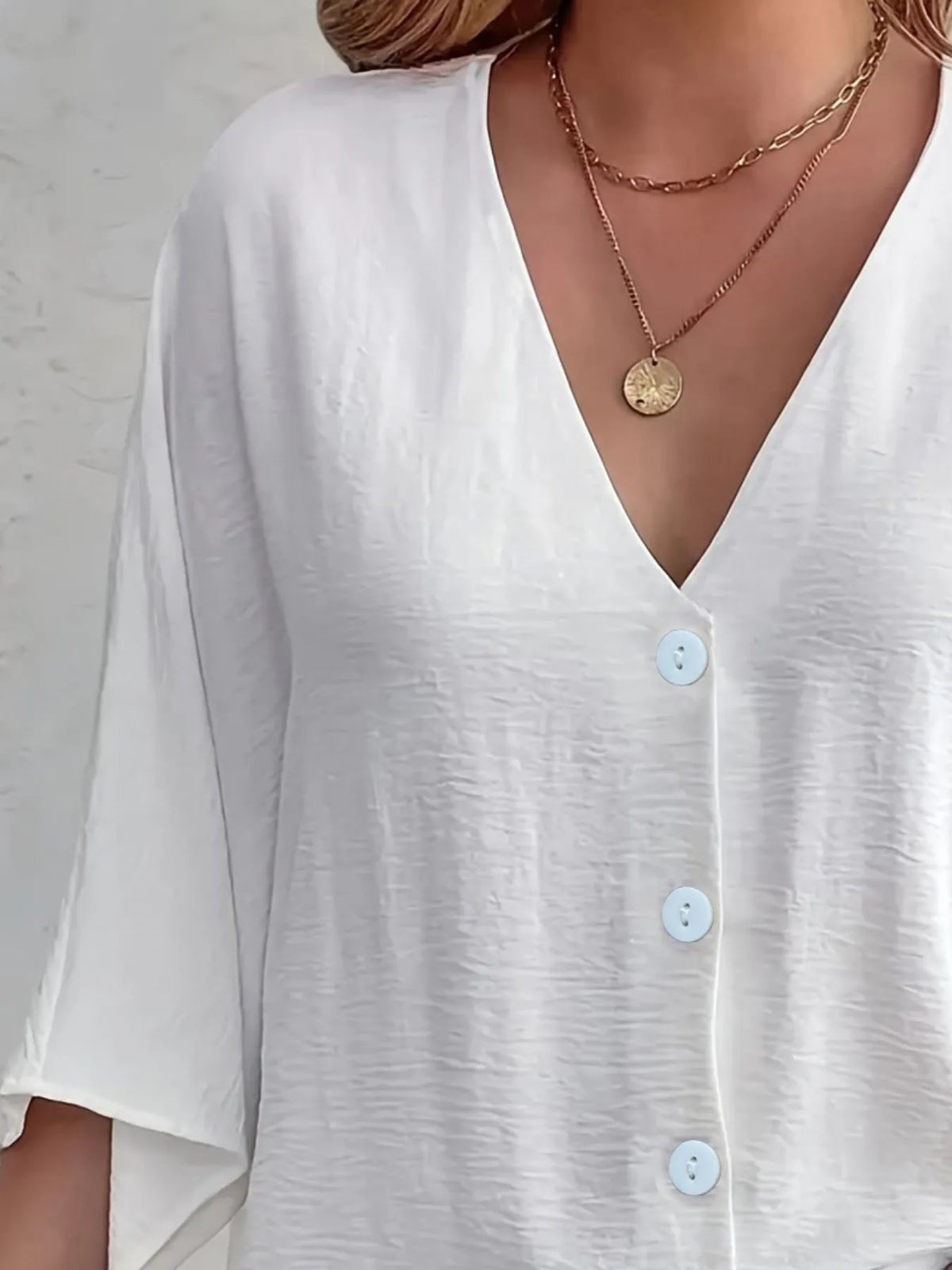 Full Size V-neck Button Down Shirt Plus (12)