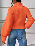 Textured Knit Turtleneck Long Sleeve Sweater (2)