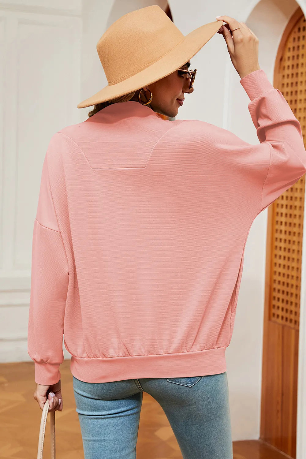Half Zip Dropped Shoulder Sweatshirt (12)