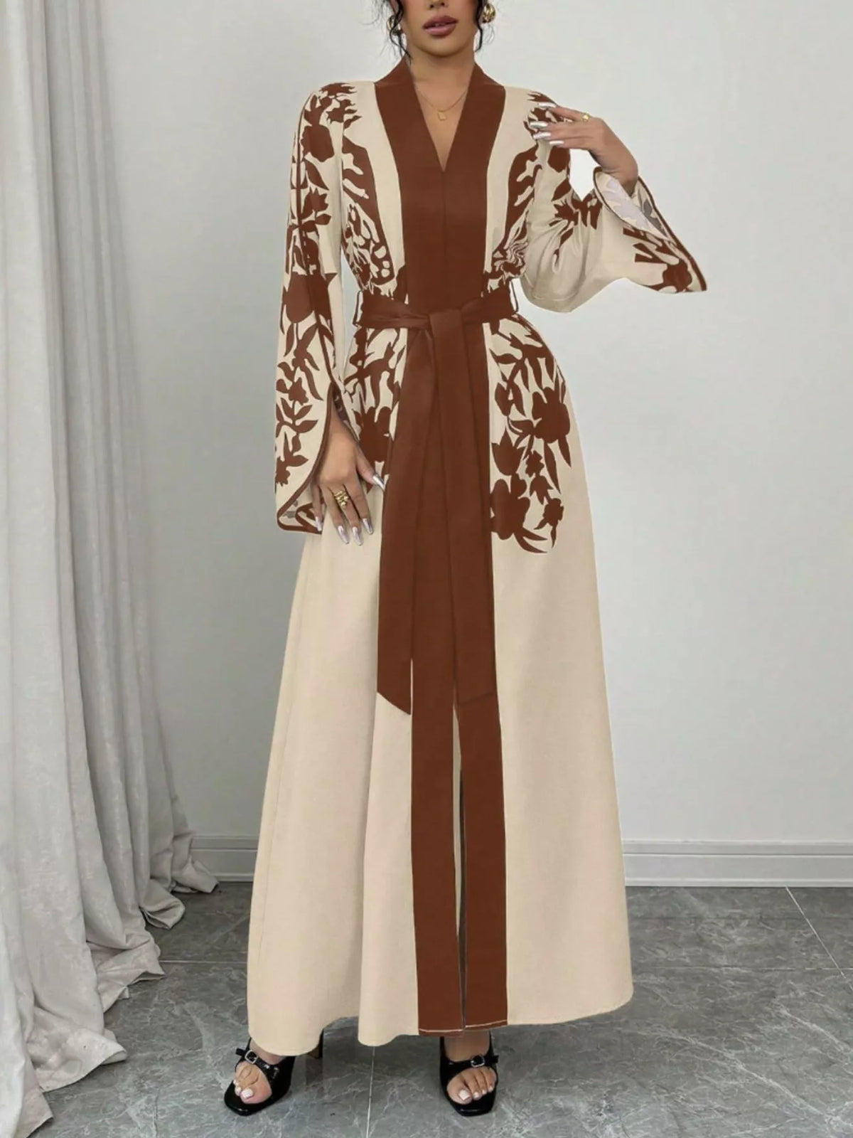 Printed Tie Waist Maxi Dress (20)