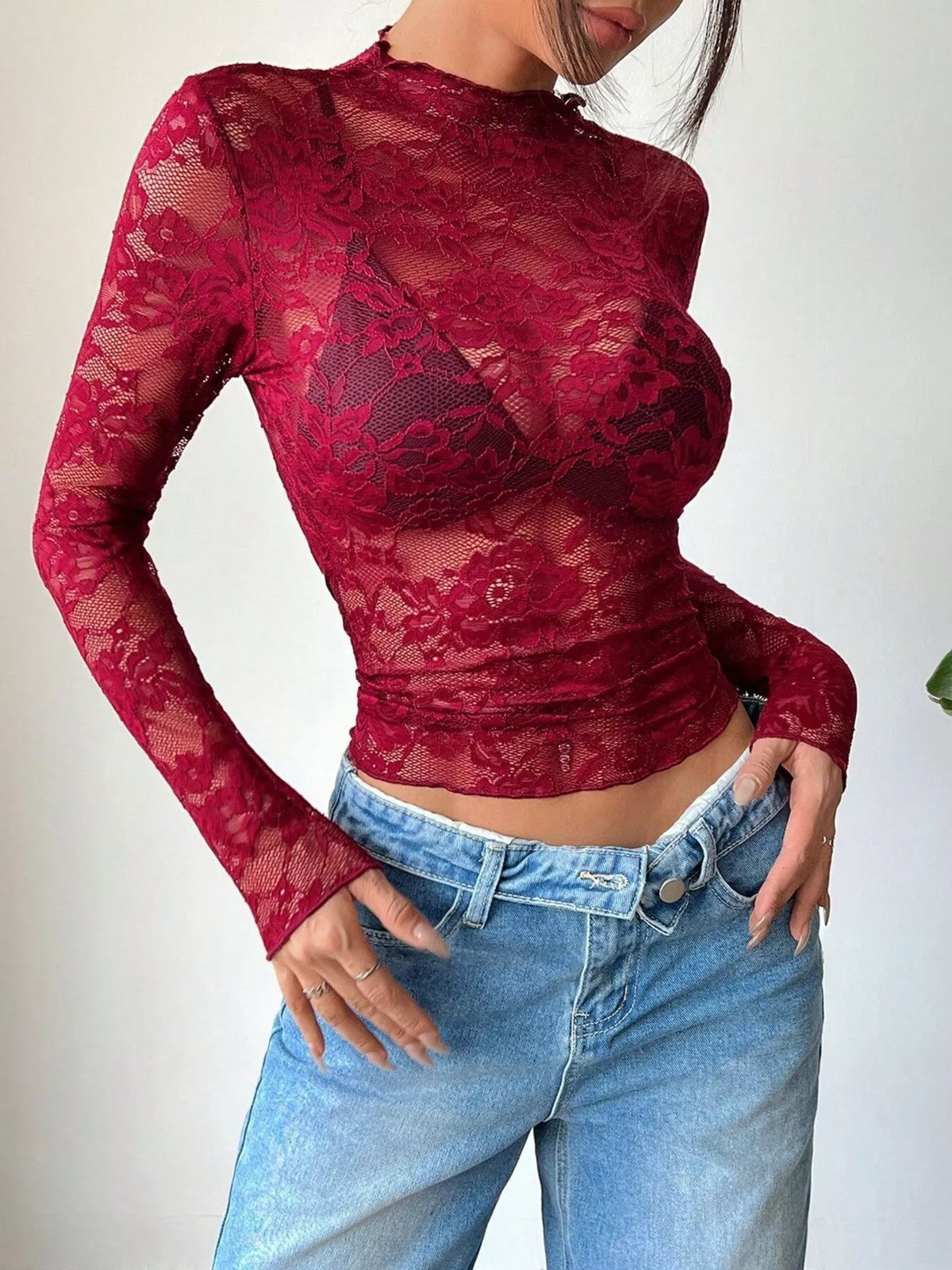 Elegant Floral Lace Long Sleeve Top (7)