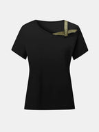 Asymmetrical Neck Short Sleeve T-shirt (11)