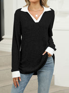 Ribbed Knit Long Sleeve T-shirt (12)
