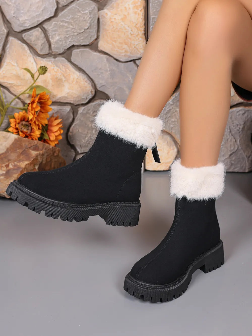 Faux Fur Trim Suede Platform Boots (6)