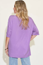Full Size Bamboo V-neck Drop Shoulder T-shirt (20)