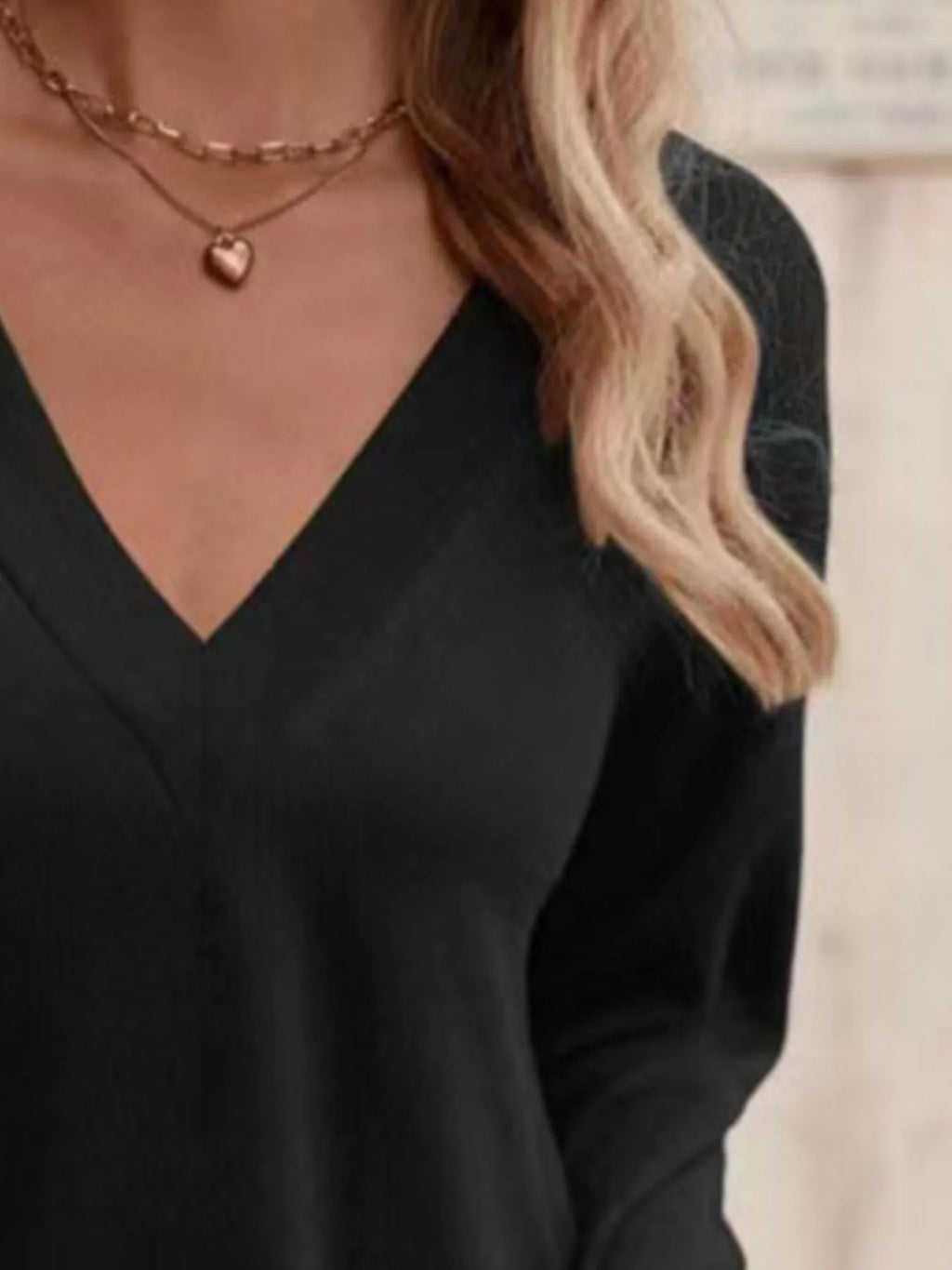 V-neck Long Sleeve T-shirt (5)