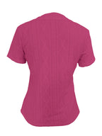 Textured Notched Short Sleeve Blouse (11)